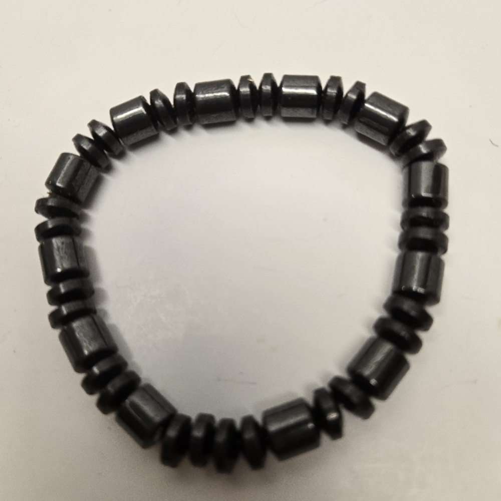 Handcrafted Men's All Black Beaded Stretch Magnetic Bracelet